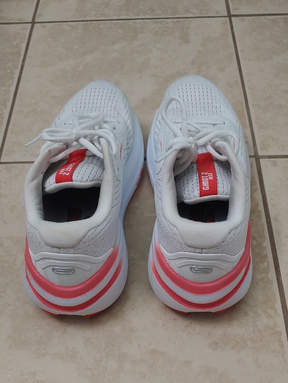 Brooks Ghost 2 Max Shoes Women's White And Orange Running Sneakers Size 8 - Picture 5 of 7